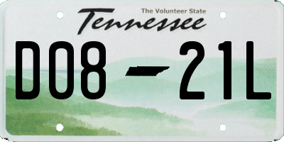 TN license plate D0821L