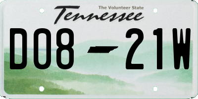 TN license plate D0821W