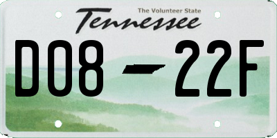 TN license plate D0822F