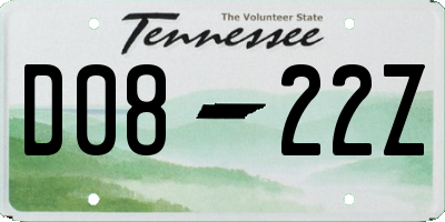 TN license plate D0822Z