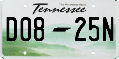 TN license plate D0825N