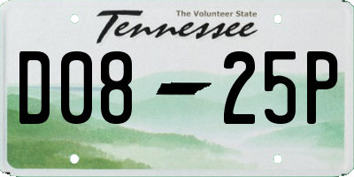 TN license plate D0825P