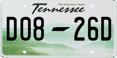 TN license plate D0826D