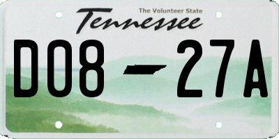 TN license plate D0827A