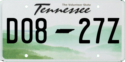 TN license plate D0827Z