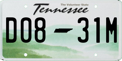 TN license plate D0831M