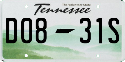 TN license plate D0831S