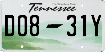 TN license plate D0831Y