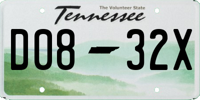 TN license plate D0832X