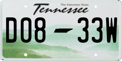 TN license plate D0833W