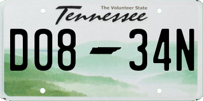 TN license plate D0834N