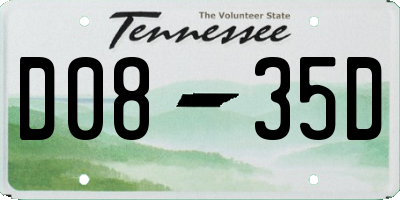 TN license plate D0835D