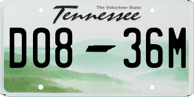 TN license plate D0836M