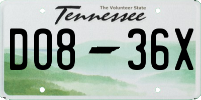 TN license plate D0836X