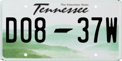 TN license plate D0837W