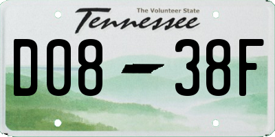 TN license plate D0838F
