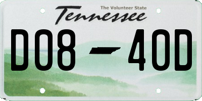 TN license plate D0840D