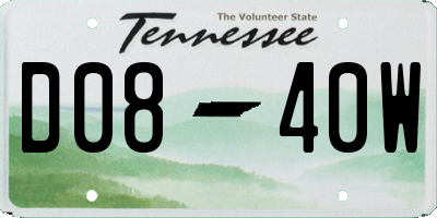 TN license plate D0840W