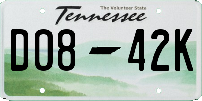 TN license plate D0842K