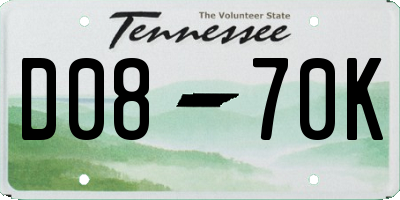 TN license plate D0870K