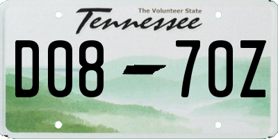 TN license plate D0870Z