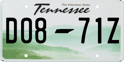 TN license plate D0871Z