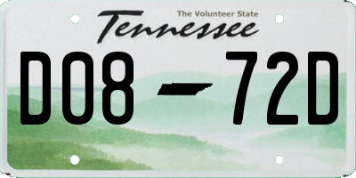 TN license plate D0872D