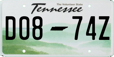 TN license plate D0874Z