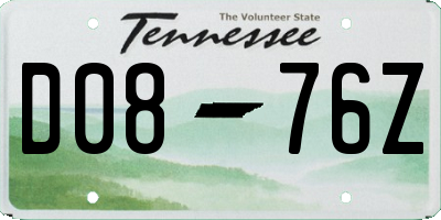 TN license plate D0876Z