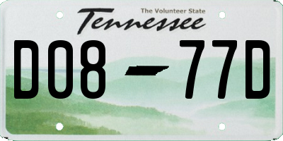 TN license plate D0877D