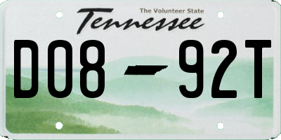 TN license plate D0892T