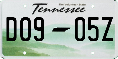 TN license plate D0905Z