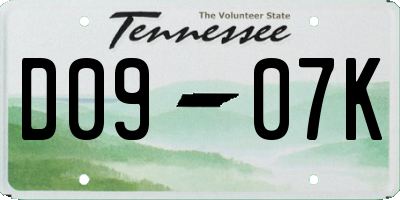 TN license plate D0907K