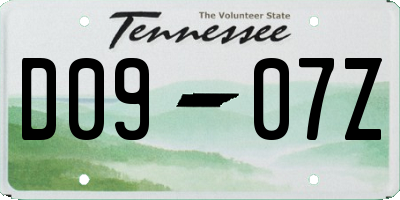 TN license plate D0907Z