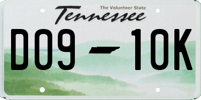 TN license plate D0910K