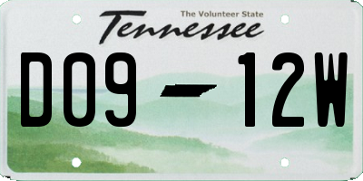 TN license plate D0912W