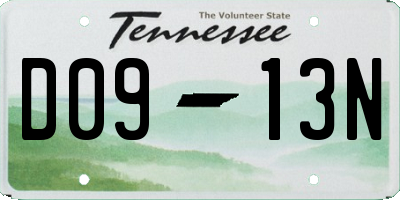 TN license plate D0913N