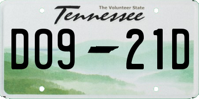 TN license plate D0921D