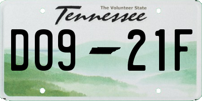 TN license plate D0921F
