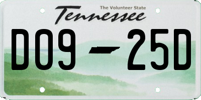 TN license plate D0925D
