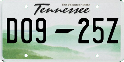 TN license plate D0925Z