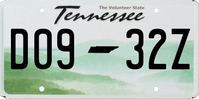 TN license plate D0932Z