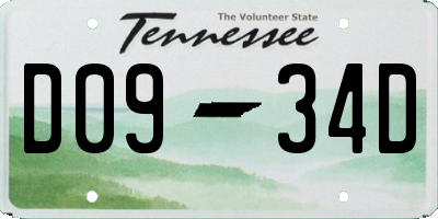 TN license plate D0934D