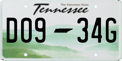 TN license plate D0934G