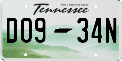 TN license plate D0934N
