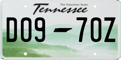TN license plate D0970Z