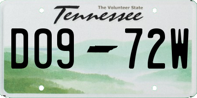 TN license plate D0972W