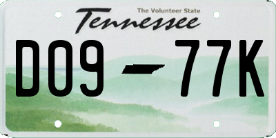 TN license plate D0977K