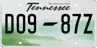 TN license plate D0987Z