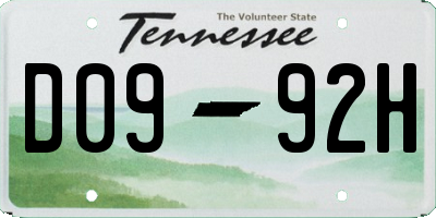 TN license plate D0992H